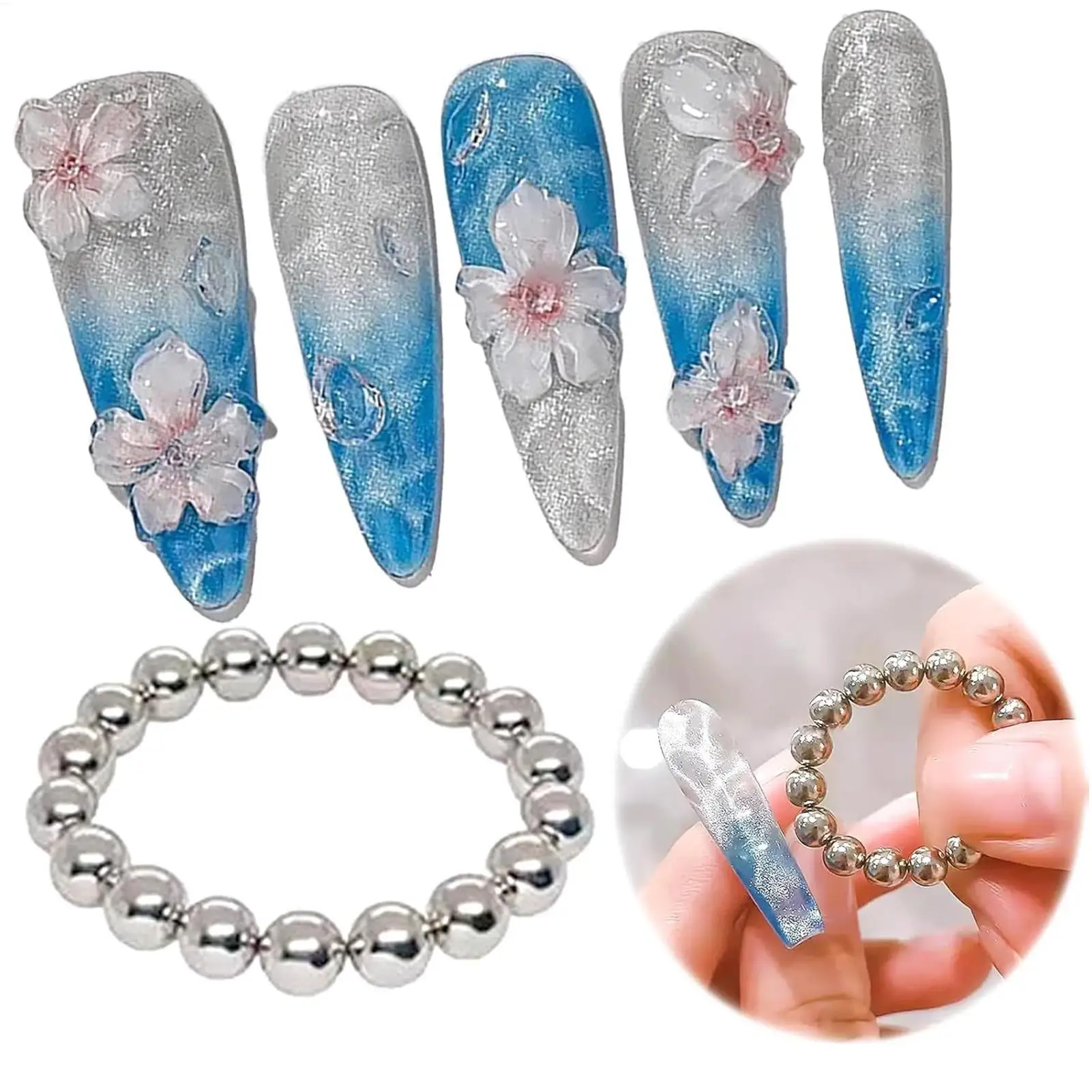 5mm WaterRipple ojos de gato cuentas magnéticas estilo océano bola redonda magnética esmalte de uñas en Gel efecto de tira 3D herramientas de arte de manicura