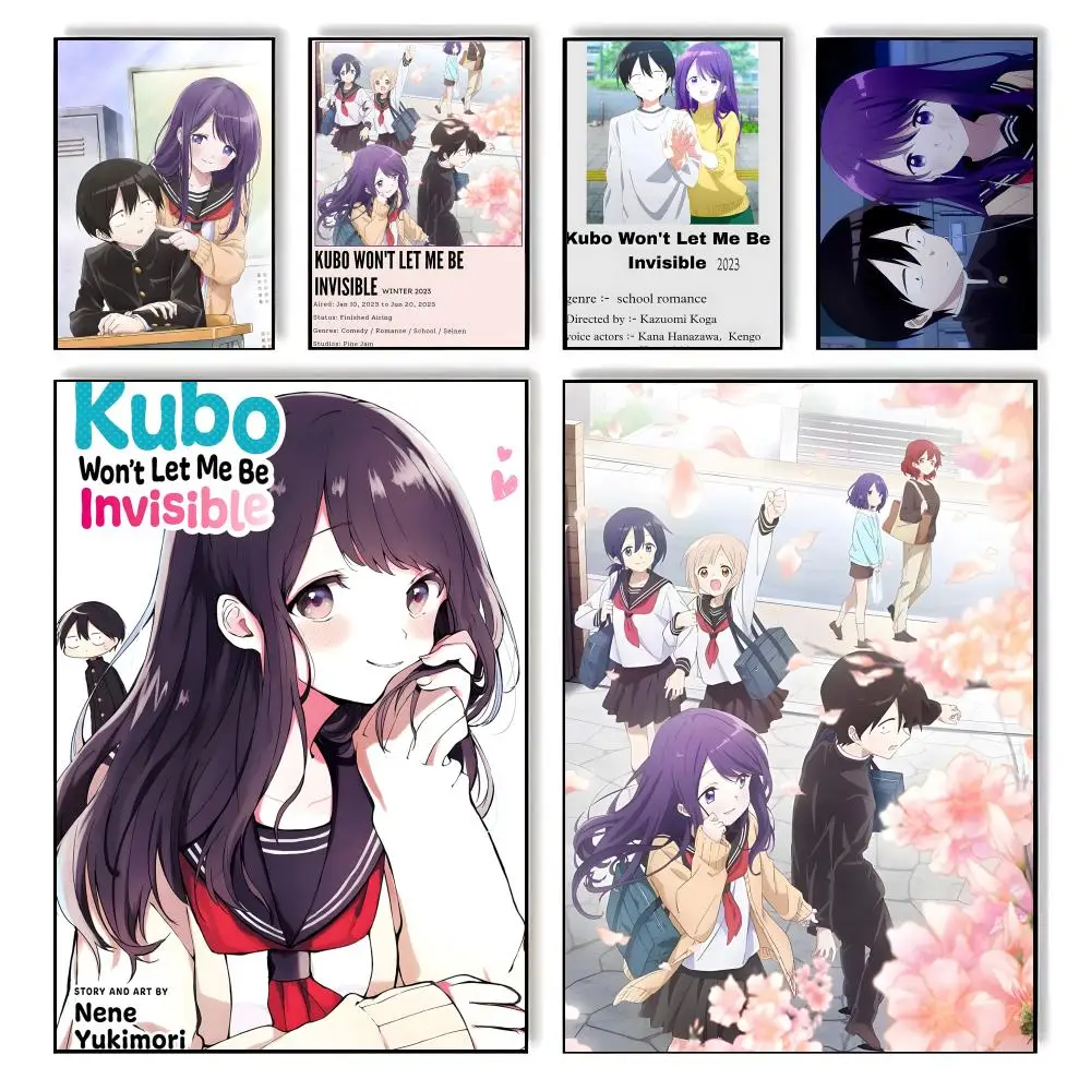 Pôster autoadesivo de arte elegante, pôster decorativo para parede, decoração de casa, slice of life k-kubo won't let me be invisible