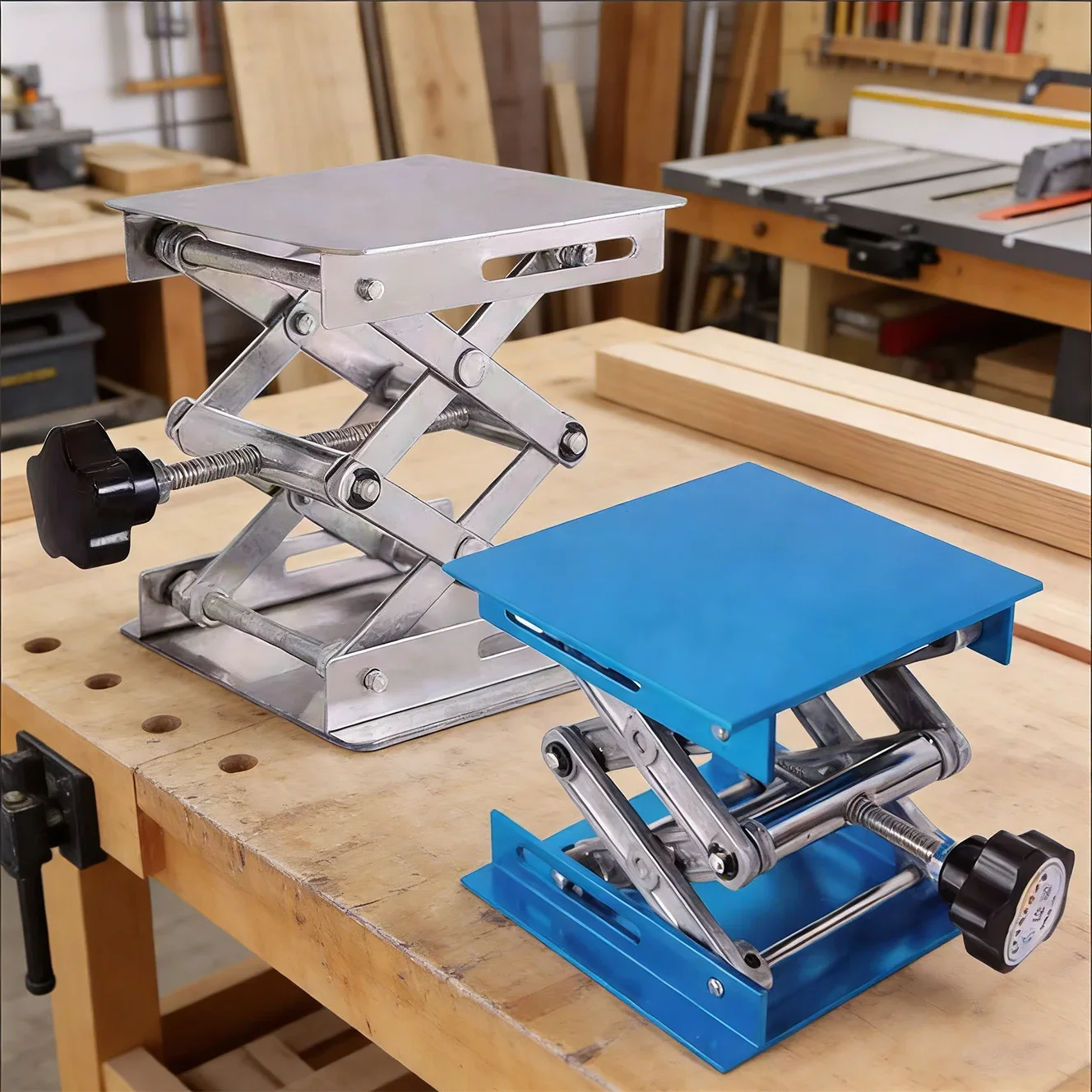Lab Adjustable Stable Lifting Platform Aluminum Alloy Woodworking Engraving  Control Manual Lift Stand Table Woodworking Benches