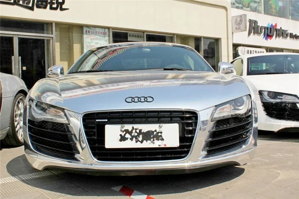 Flexible Gloss Mirror Chrome Silver Vinyl Wrap Film Foil Sticker Bubble Free Car Decal Computer Cover Phone Skin