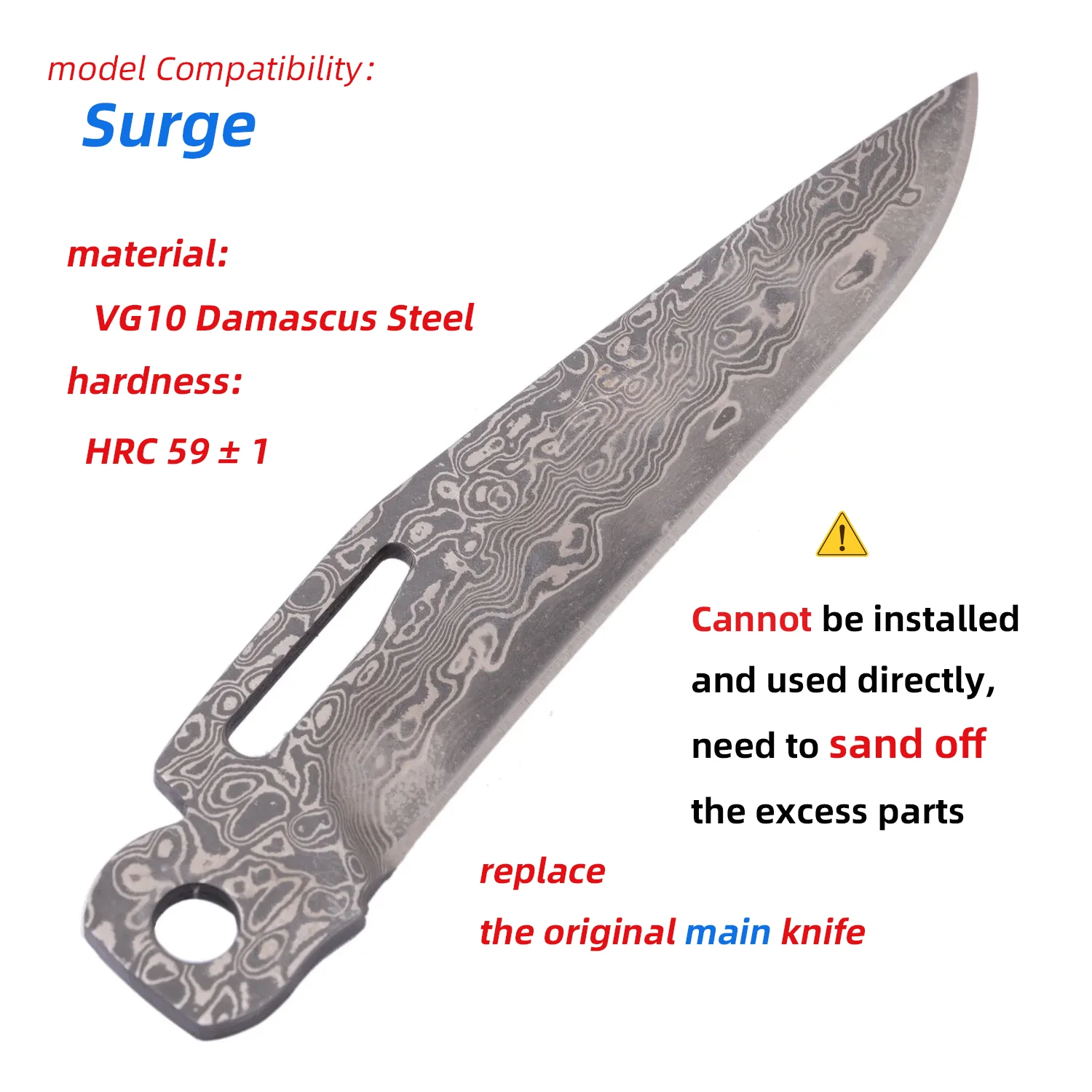 

1 piece VG10 Damascus Steel Replacement part Knife For leatherman Surge DIY Accessories