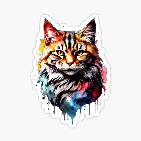 Creative Maine Coon Cat Cute Pets PVC Personalized Stickers for Decorate Fridge Window Wall Car Van Bicycle Decal Accessories