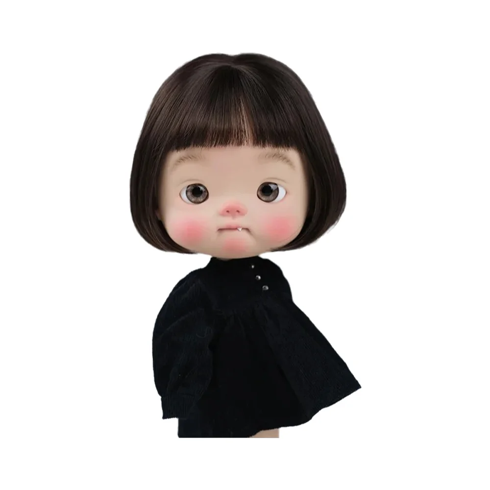 BJD perruque haute température soie soeur poire fleur frange cheveux courts pour grande tête, perruque Blyth circonférence de tête appropriée 25-27 cm