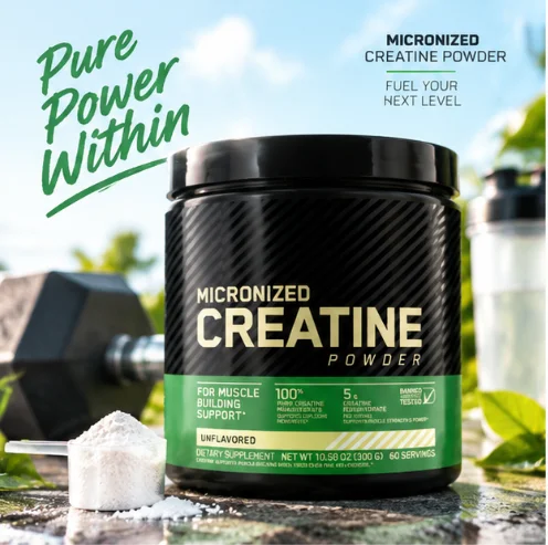 Micronized Creatine Monohydrate Powder Unflavored 300g Support Muscle Strength Exercise Performance 60 Servings