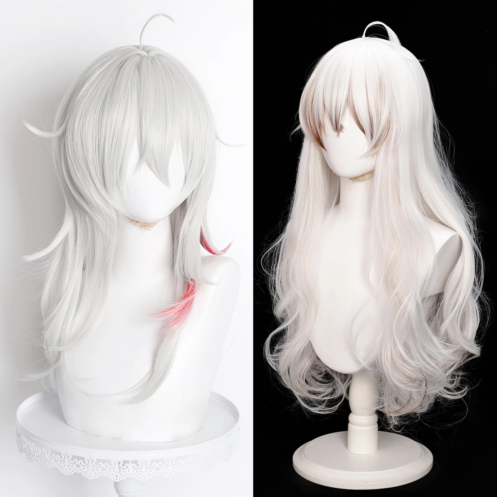 Cosplay Wig Wuthering Waves Anime Wig Zani Silver White Game Role-Play Wig Long Synthetic Wig for Anime Party Masquerade