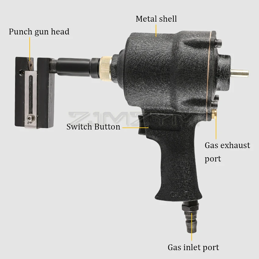 8KGF Industrial Pneumatic Punch Gun Metal Iron Plate Round Hole Punching Stainless Steel Advertising Word Air Puncher 3.2-8MM