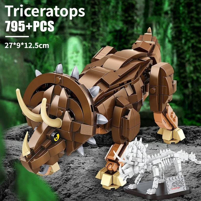 Collector's Edition T-REX Block Fossils, Jurassic DIY Park Dinosaur World Triceratops, Pterosaur Brick Children's Toy Gifts