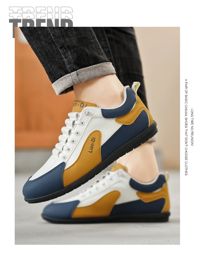 Niedrig geschnittene Herrenschuhe, große Größen, neue Frühlings- und Herbstmodelle, atmungsaktive Leder-Freizeitsportschuhe, weiche Sohle, rutschfest, Herren-Sneaker zum Autofahren. – Detail 11