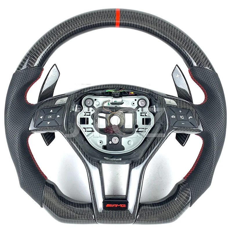 

For Mercedes-Benz 2010 2011 2012 2013 CLS W176 GLA CLA GLC A B C E-Class GLK M W204 AMG Steering Wheel Carbon Fiber Leather