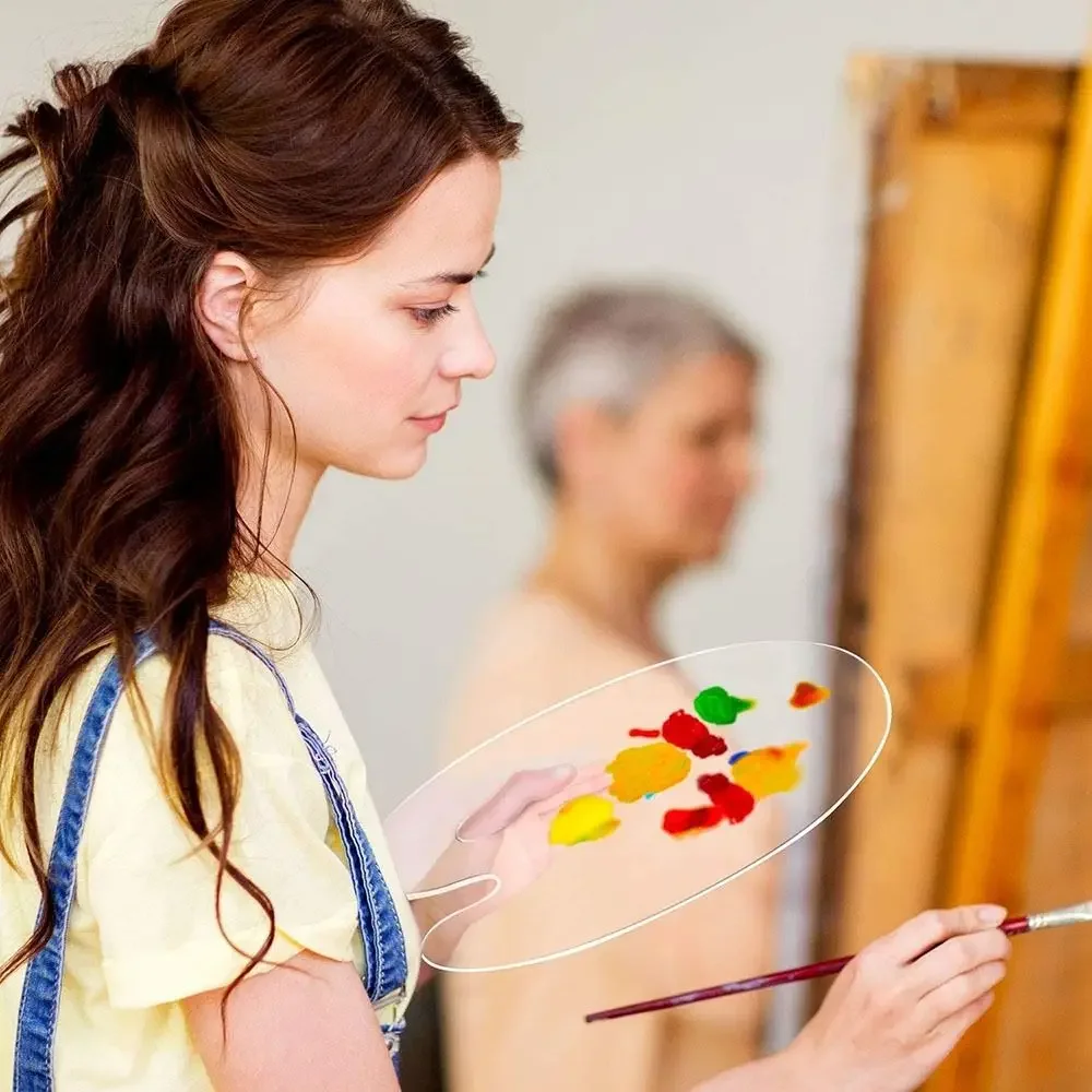 Акриловый прозрачный лоток для краски, высококачественные принадлежности для рисования, прозрачные палитры красок, гуашь, овальный пигментный поддон