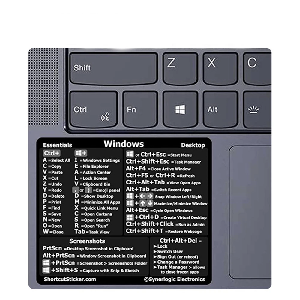 For Windows Reference Keyboard Shortcut Sticker Adhesive for Laptop Desktop PVC Black Key Board Sticker