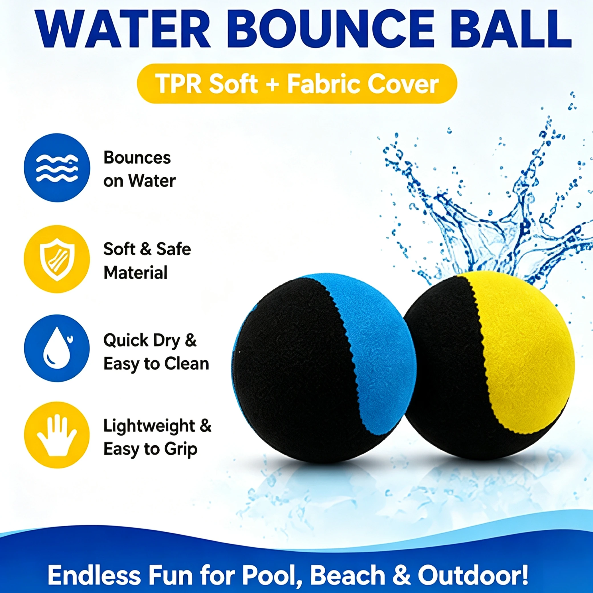 Floating Water Skip Bounce Ball TPR Sport Ball Pool Beach Swimming Game Accessory Summer Outside Water Competitive Play Toy Gift