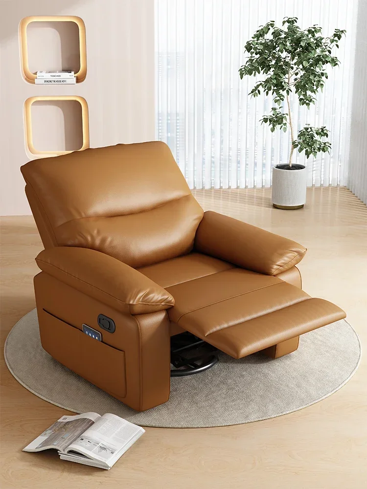 

Leather Multifunctional Single Sofa Sleeping and Lying Home Living Room Lazy Manual Sofa Chair