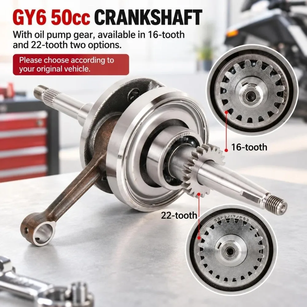 22 Tooth Linkage Crankshaft Assembly Aluminum Alloy 4 Stroke Crankshaft Assembly Kit High Strength Direct Replacement