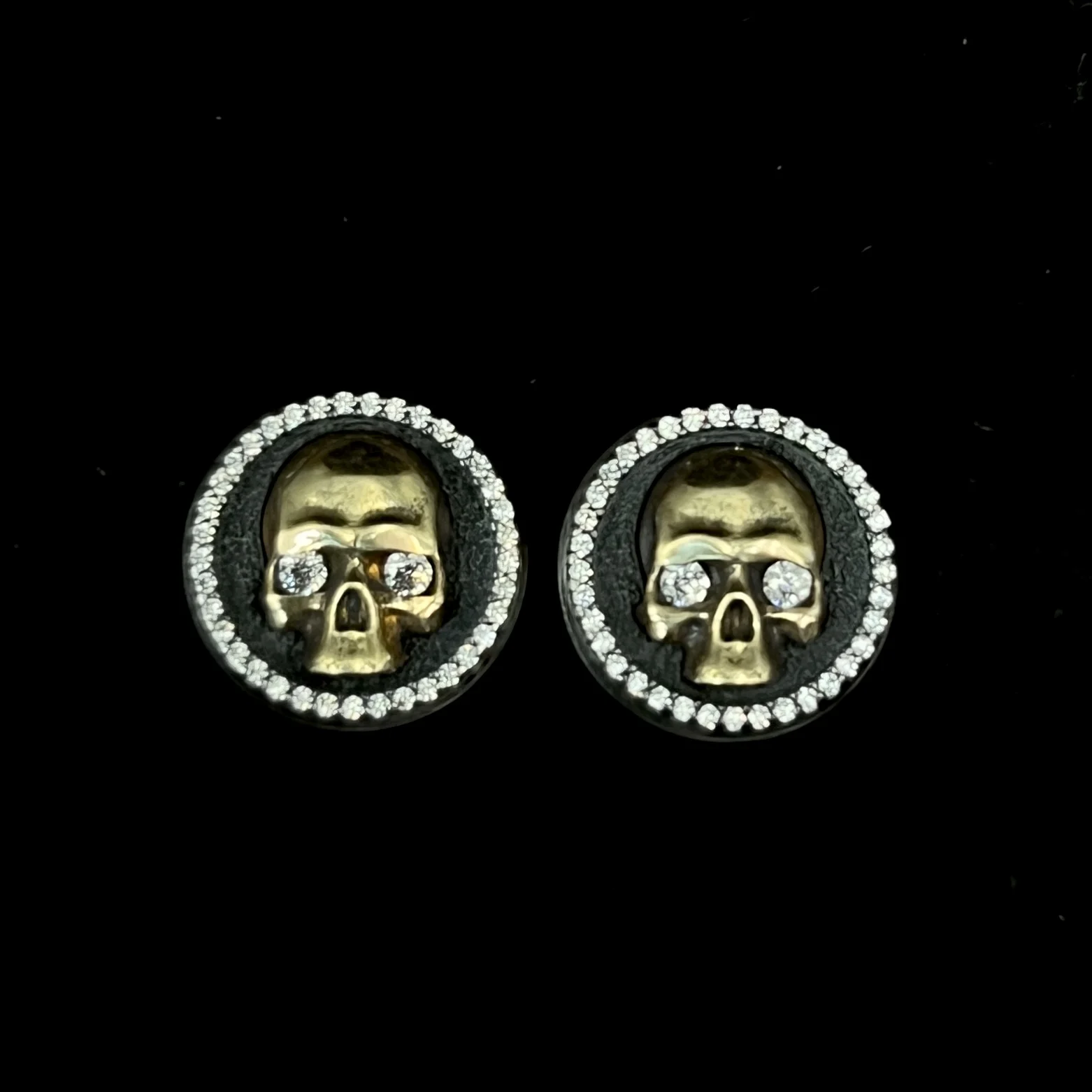 S925 Silver Dark Skeleton Round Stud Earrings 2026 Punk-Style European/American Design Earrings