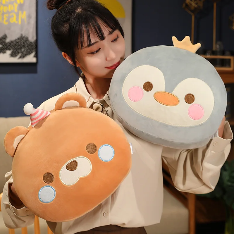 30cm dos desenhos animados animal de pelúcia pequeno travesseiro mãos queimador quente para baixo algodão macio gato pinguim dinossauro pato urso plushie peluche presente
