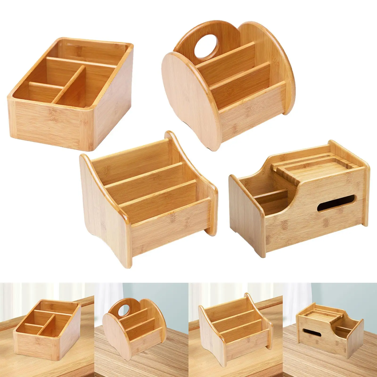 Remote Control Storage Box Bamboo Decoration for Home Living Room Kitchen