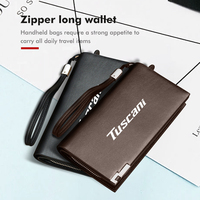 For Hyundai Car Credit Card Wallet ID Holder Coin Zipper Leather Purse Tuscani Tiburon I30 I20 IX35 I40 Tucson Sonata Velost