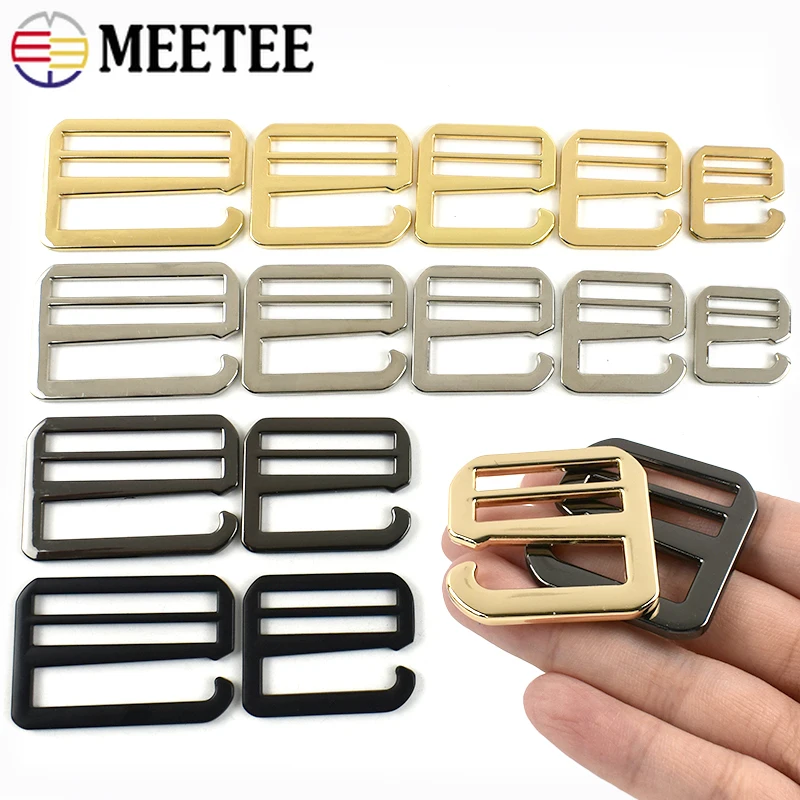 

5Pcs Meetee 20-50mm Metal Tri-Glide Slider Buckle Webbing Bag Strap Adjuster Clasp Ring Belt Hook DIY Craft Hardware Accessories