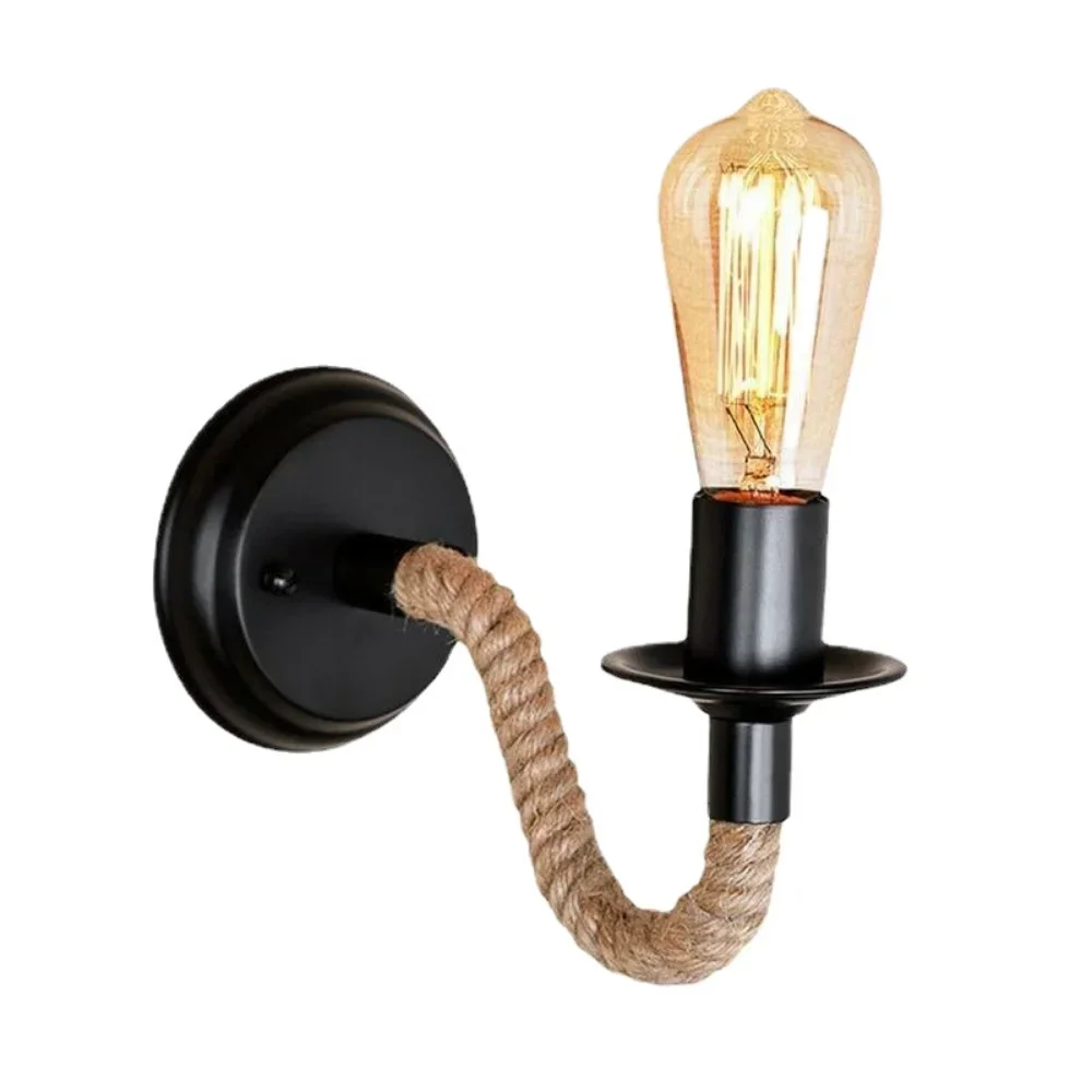 Led Wandlamp Hennep Touw Amerikaanse Retro Ijdelheid Licht Indoor Schans Slaapkamer Led Wandlamp Gang Nachtverlichting