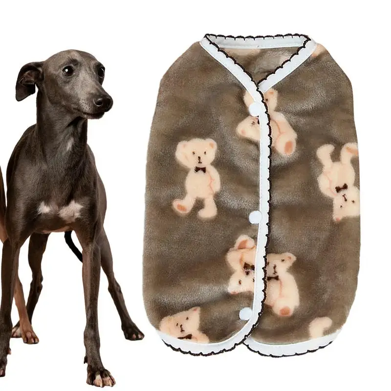 Dog Winter Vest Winter Warm Cute Pet Sweaters Flannel Dog Vest Reversible Dog Jacket Warm Pet Clothes With Bear Print For Small