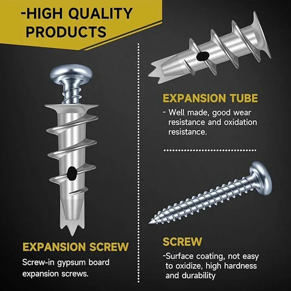 Zinc Alloy Plasterboard Drywall Anchor Hollow Wall Self-drilling Wall Plug With Tapping Screw Drywall Bolt