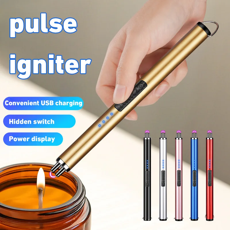 PULSE IGNITION ปืนแก๊สเตาเทียน BBQ ครัวทําอาหาร Double Arc ไฟแช็กกลางแจ้ง Windproof แบบพกพา USB อิเล็กทรอนิกส์ไฟแช็ก