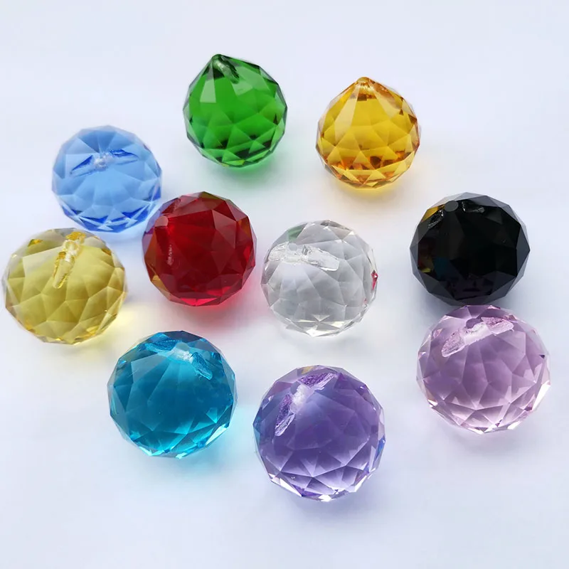 

Color Crystal Prism Faceted Ball Hanging Pendant Chandelier Parts Crystals Suncatcher Rainbow Maker Home Wedding Decor Ornament