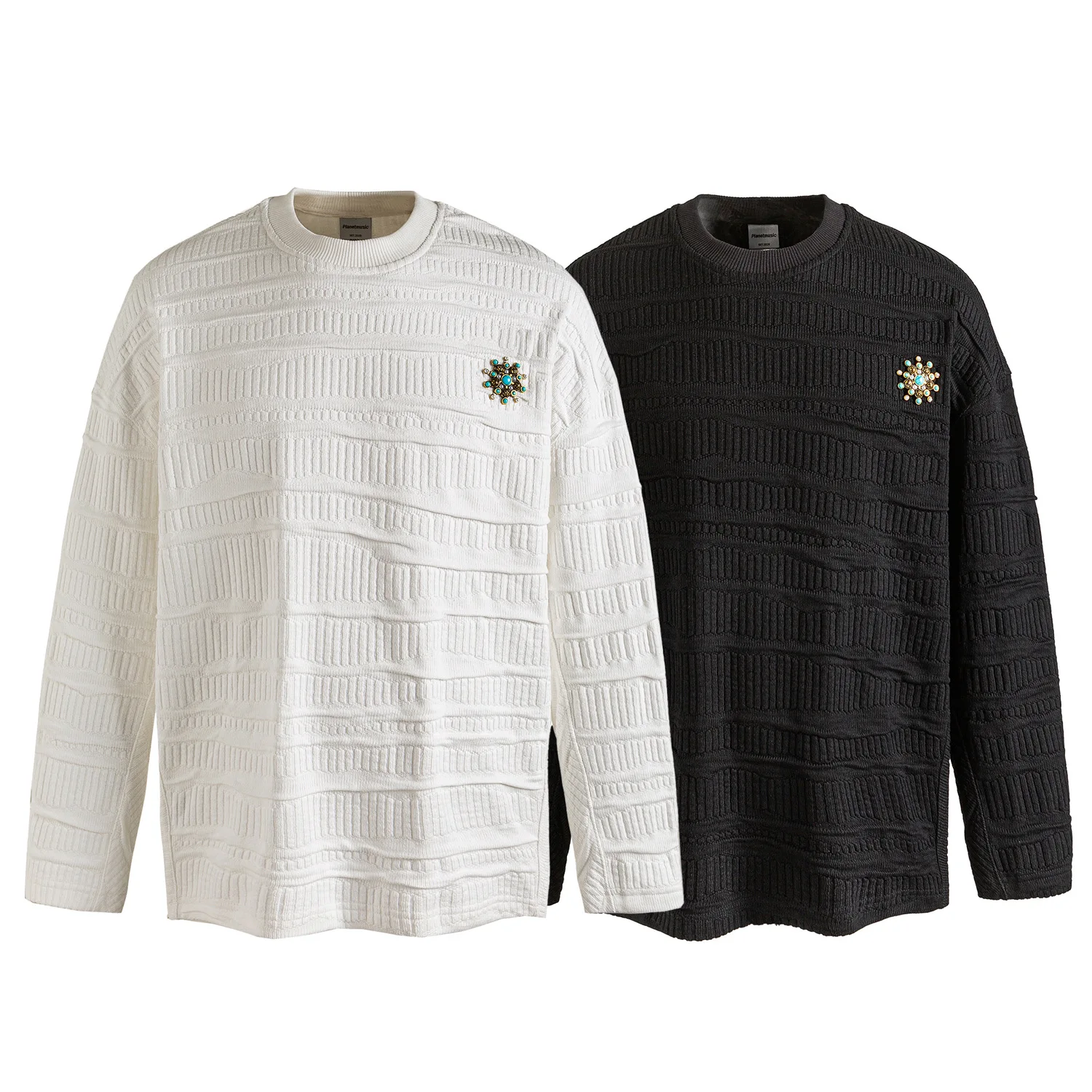 

Мужская свободная толстовка оверсайз в японском стиле с длинными рукавами и круглым вырезом, повседневная, удобная, из смесового хлопка