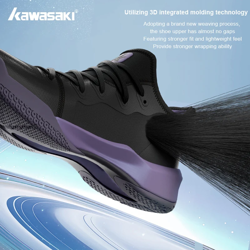 Kawasaki Galaxy Badminton shoes Professional Anti Twist Integrated Fly Woven Breathable Table Tennis Shoes Women Men\'s sneakers