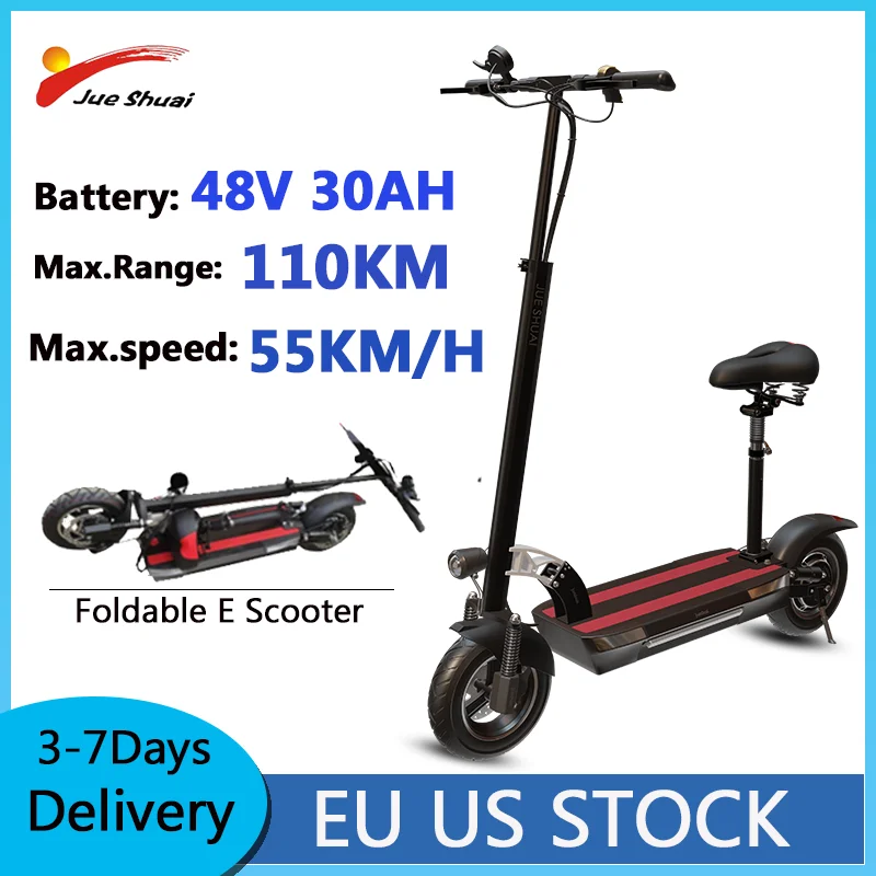 

X48 Foldable Electric Scooter 48V 1200W Rear Motor Waterproof Scooter Electric 110KM Maximum Distance E Scooter with Seat