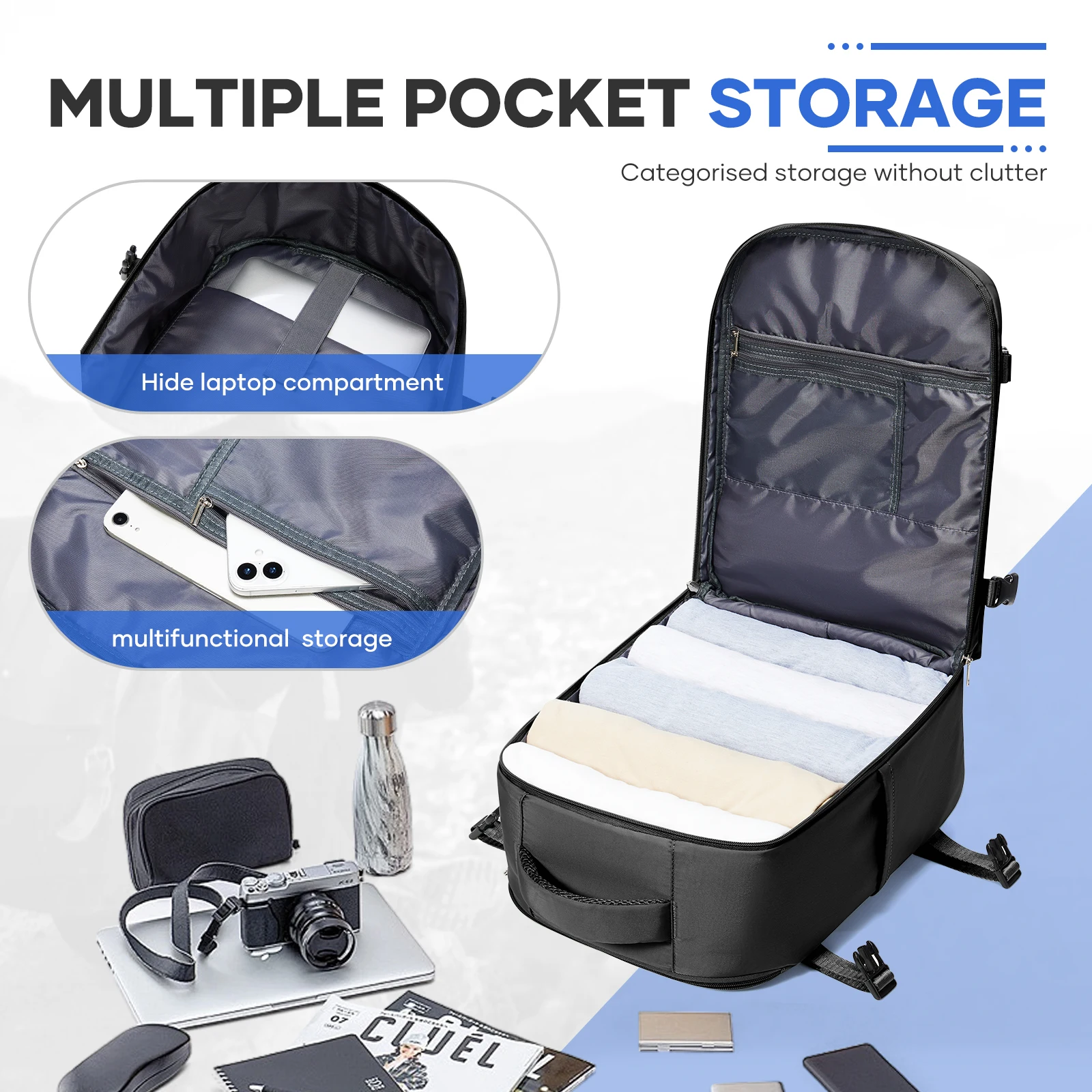 Men's Work Backpack Ryanair Backpack 40x30x20 Underseat Cabin Bag Laptop Backpack Hand Luggage Backpack With Vacuum Storage Bag