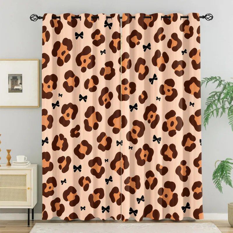 Fashion Leopard Print 2 Panels Curtains Printed Curtains Darkening Curtains Light Blocking Rate 85% Adult Decor