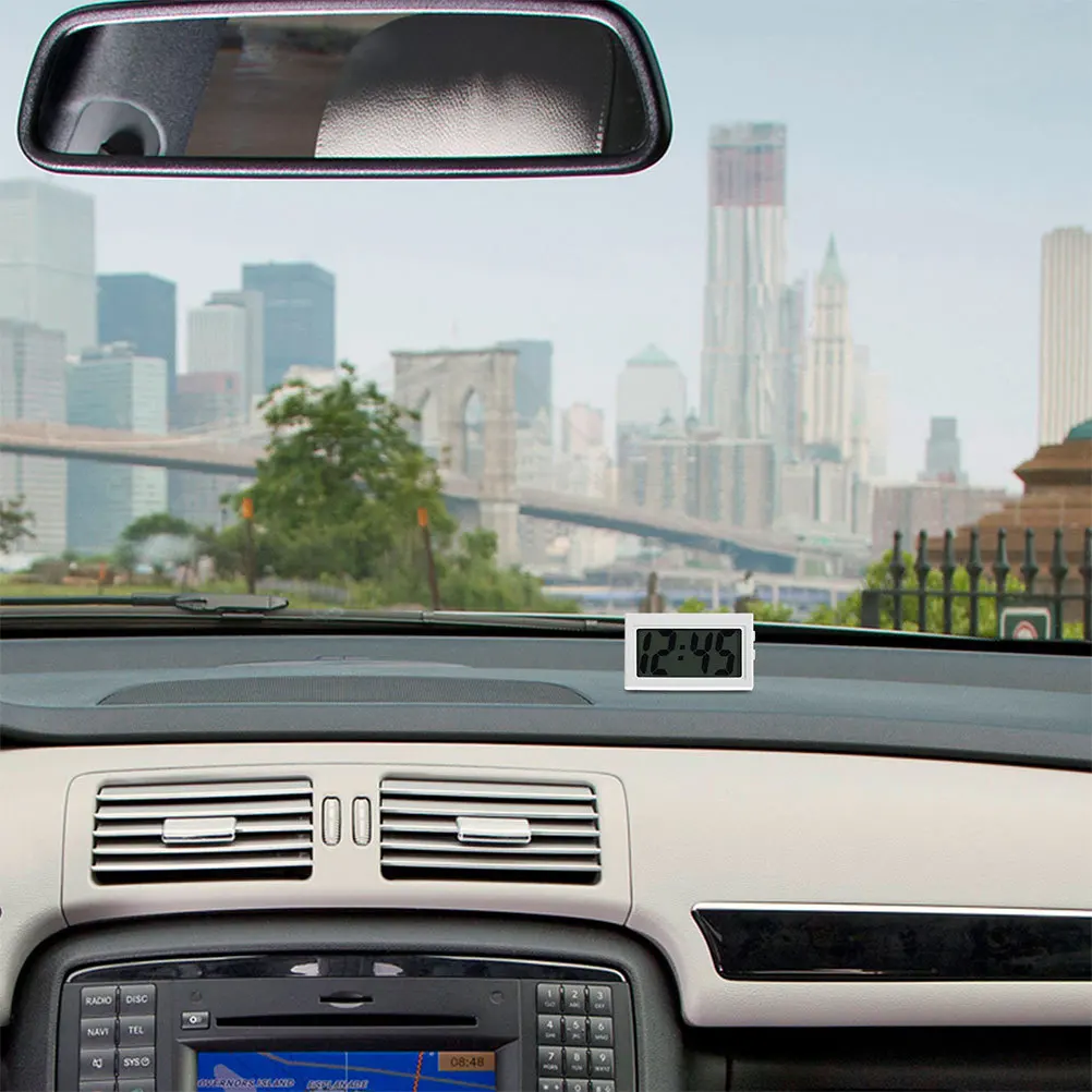 

2pcs For Dashboard Portable Electronic Timepiece Mini Stick On Clock Student Table Travel Clock Auto Accessories