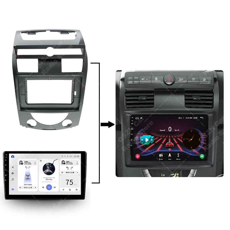 10.1 Inch For Ssangyong Rexton Y250 2 2006-2012 Car Radio Fascia Panel Wire Sleeve Frame Dashboard Original Car Mount Kit