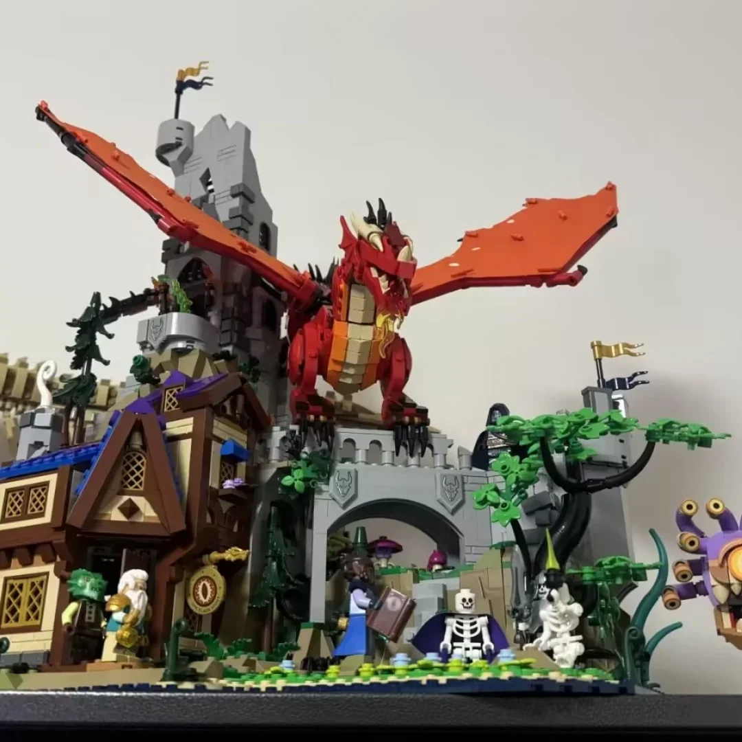 NEW MOC 3745pcs Medieval Castle Dragon Building Blocks, Large Fantasy Town Architecture Bricks Toy for Adults