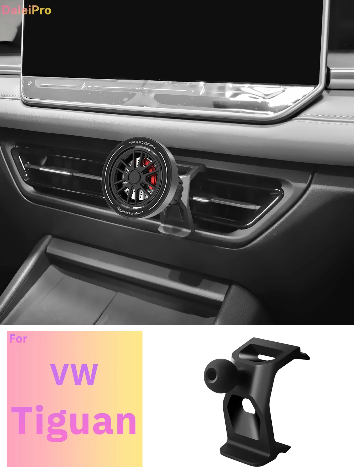 Maßgefertigte Magnetische Handyhalterung mit Luftstromkühlung für VW Tiguan 2024 2025 2026 2027 Tayron, 360° Drehbar ° Schwenkbare Telefonhalterung – Detail 1