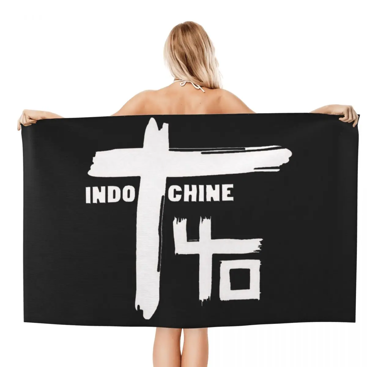 Custom Indochine Best Of French Pop Rock Beach Towel Breathable Microfiber Pool Towels