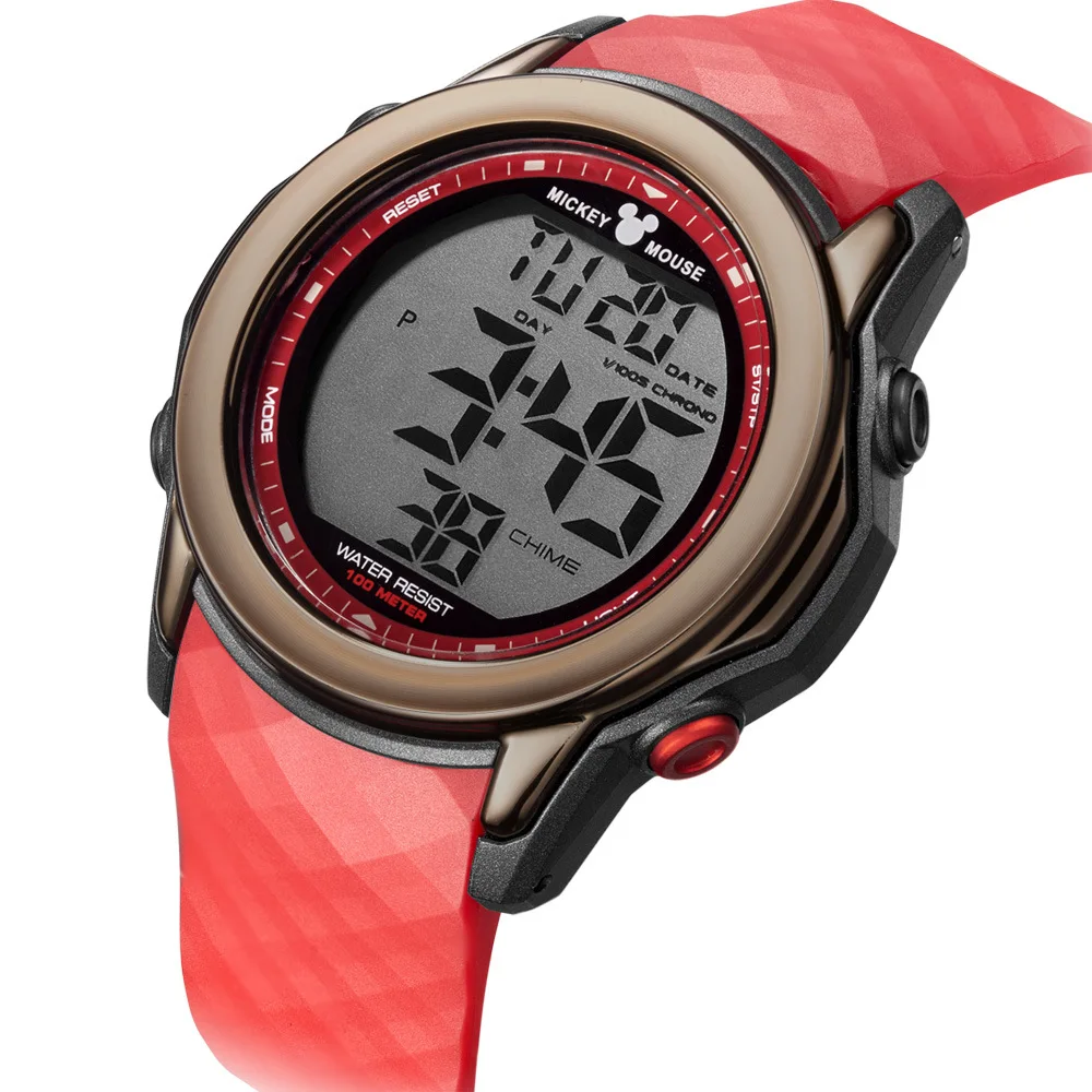 

Оригинальные наручные часы Disney, детские часы Disney, водонепроницаемые электронные часы для мальчиков, 100 м, спортивные электронные часы для мальчиков средней школы