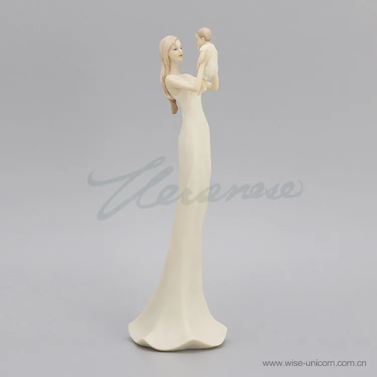 Standing Long Dress Mother Holding Baby High Lift Resin Figurine Tender Maternal Love Statue Home Desktop Decorative Ornament