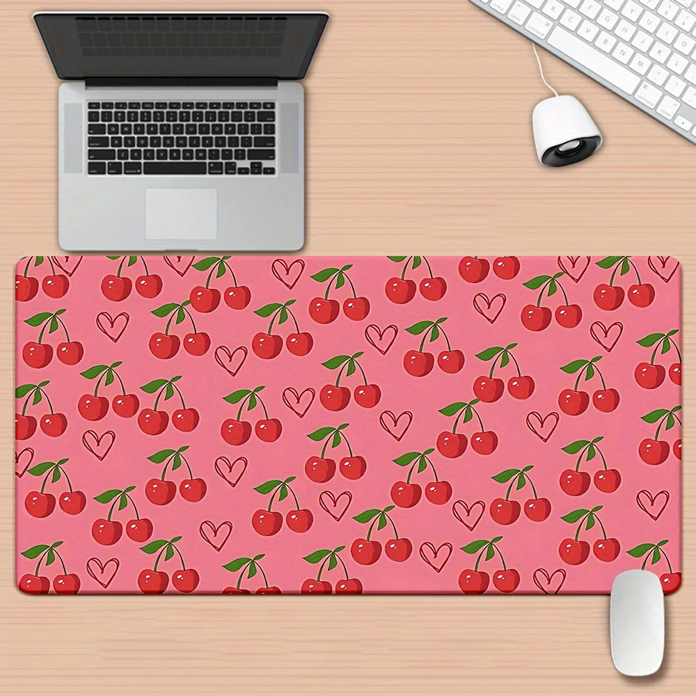 

XXL Cherry Design Gaming Desk Mat with Non Slip Rubber Base, Smooth Surface Extended Mouse Pad for Office and Home Workspace