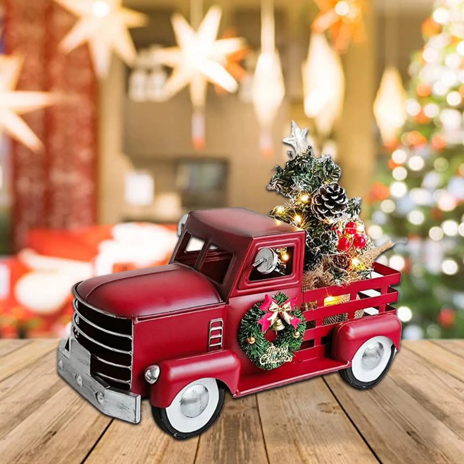 

Truck Christmas Tree Statue Christmas Figurine Collection Farm Truck with Pine