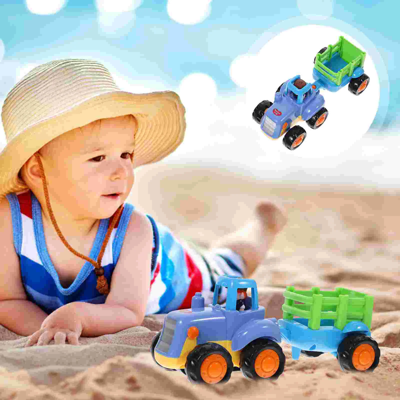 Kids Car Toy Tractors Car Model Engineering Van Model Kids Early Learning Toy Blue