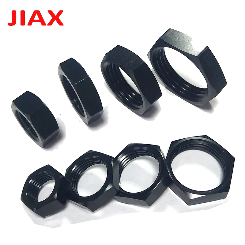 AN6 AN8 AN10 AN12 Black Anodized Aluminum Bulkhead Locking Nut Fitting Automotive Hose Connector for Engine Oil Fuel Piping