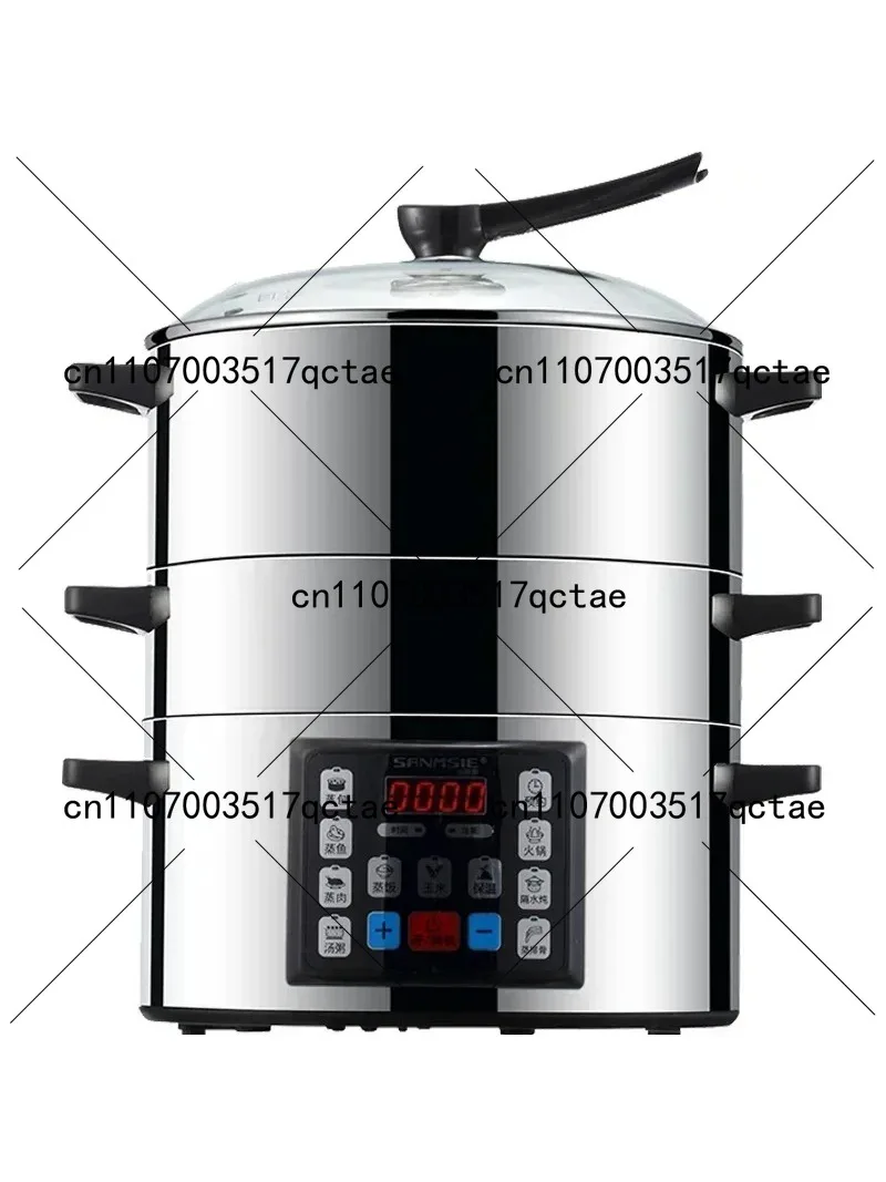 Large Capacity 304 Stainless Steel Electric Steamer 32cm Multifunctional Steamer for Home Cooking