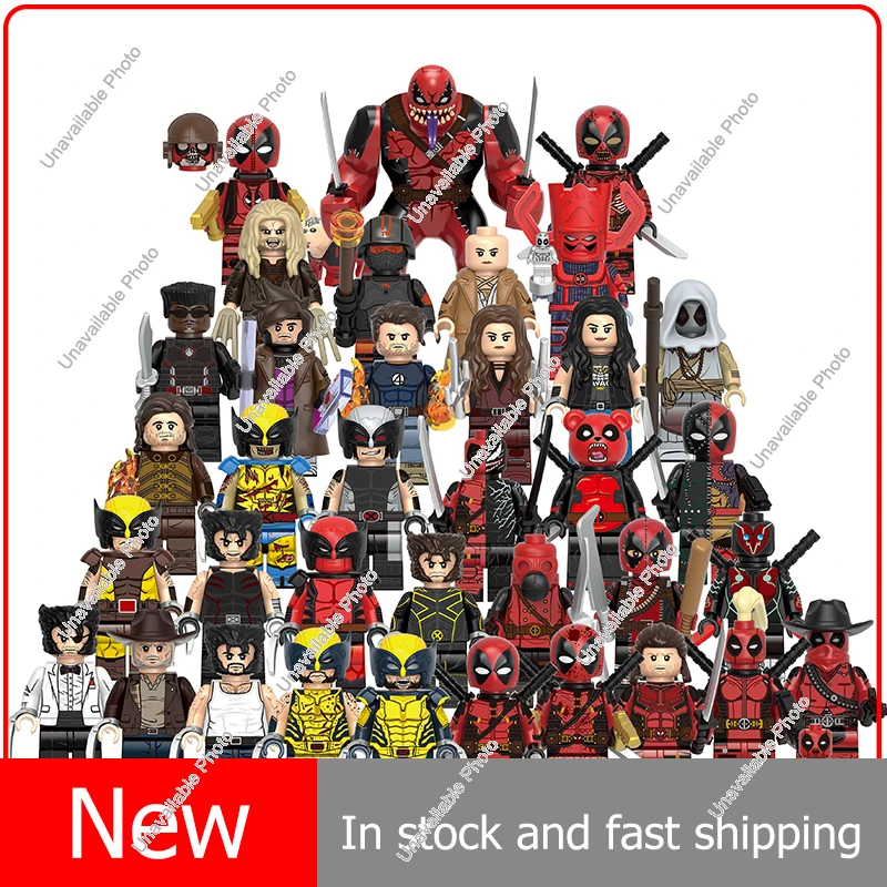 Hot Toys G0175 G0176 G0177 New Wolverine Deadpool 2099 Venompool Kidpool X-23 TVA Agent Building Blocks Mini Action Figure Toys