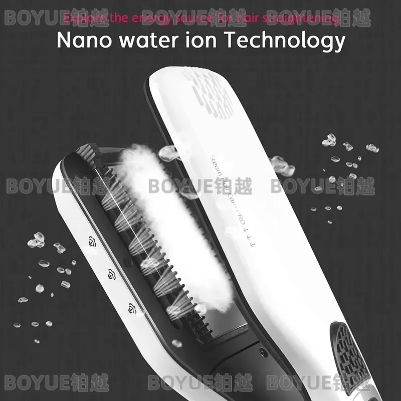 Professional Hair Straightener Heating Hot Hair Combs Dual Voltage Titanium Curling Iron Steam Flat Iron Hair Wide Plates view 6