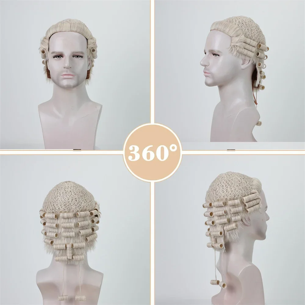 COS wig judge hat European and American wig retro ball party performance synthetic wig full head cover