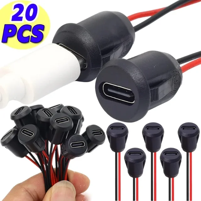 

1-20Pcs Waterproof USB Connector Type-C with Female Socket Fast Charging Jack Port Charger Plug Connect Accessories Socket Tools