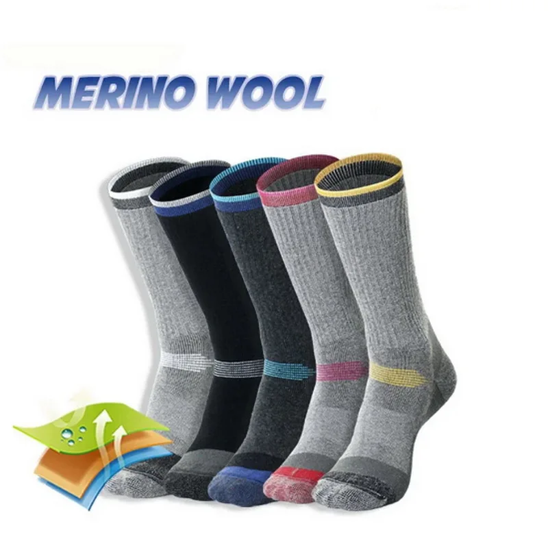 Meias térmicas de lã merino, inverno, manter quente, esqui, caminhadas, esportes, ao ar livre, thermosocks, engrossar, M, L, XL, 2 pares